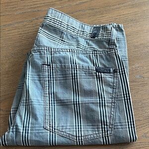 7 For All Mankind Navy Plaid Skinny Pants Size 31